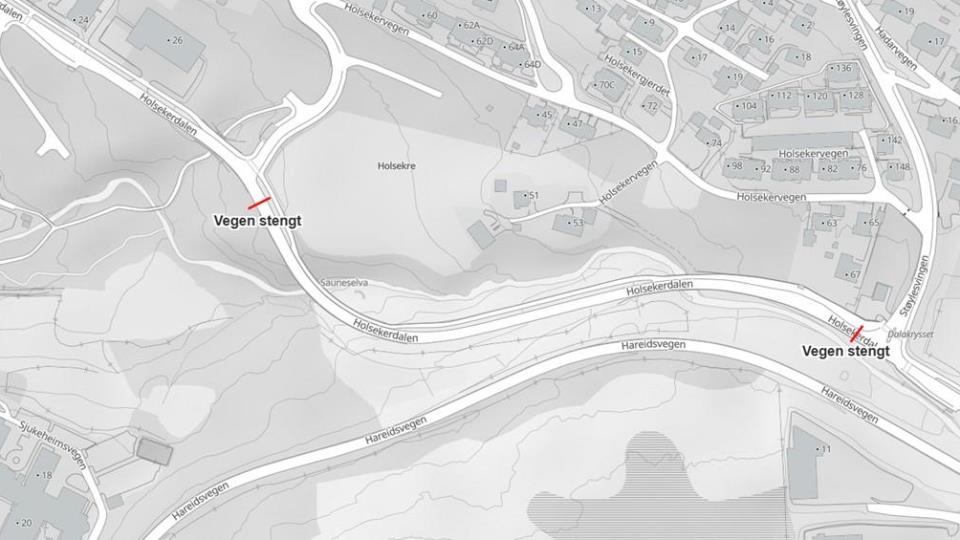 Lenkje til artikkel: Onsdag er vegen gjennom Holsekerdalen stengd