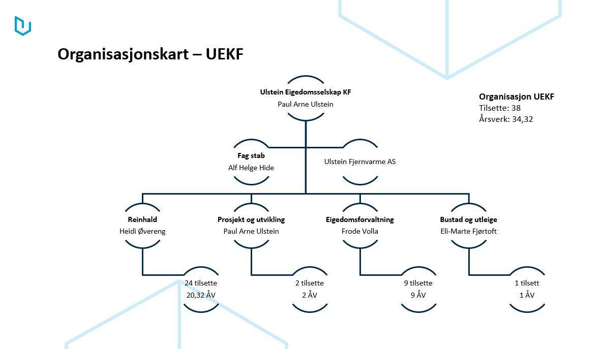 Organisasjonskart UEKF. For universelt utforma og lesbart organisasjonskart, sjå PDF-fila under bildet. - Klikk for stort bilete
