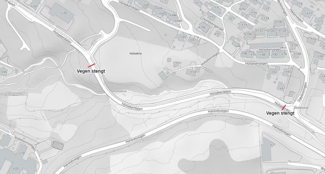 Lenkje til artikkel: Onsdag er vegen gjennom Holsekerdalen stengd